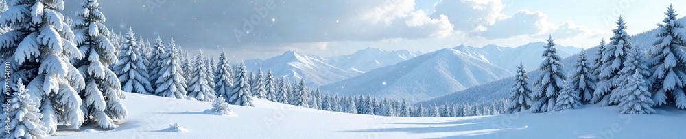 Winter Wonderland with Snow-Covered Landscape and Hills, snowy woods, winter wonderland, snowy scenery Winter Wonderland with Snow-Covered Landscape and Hills, snowy woods, winter wonderland, snowy scenery