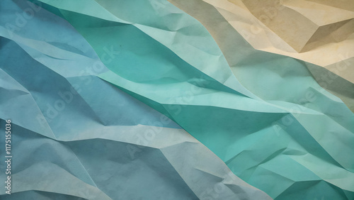 Wallpaper Mural Abstract teal and beige paper folds. Torontodigital.ca
