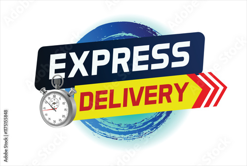 Express delivery word concept vector illustration with stopwatch style for use landing page, template, ui, web, mobile app, poster, banner, flyer, background, gift card, coupon, label

