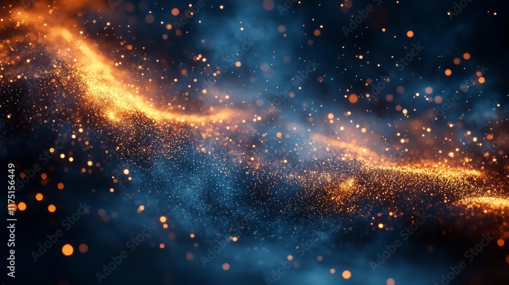 Fototapeta premium Sparks and Light Trails on a Blue Background. Generative AI