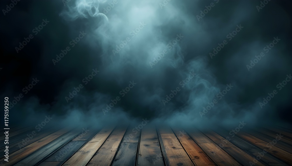 A room with a wooden floor is filled with billowing smoke, creating a mysterious and atmospheric setting, generated with ai A room with a wooden floor is filled with billowing smoke, creating a mysterious and atmospheric setting, generated with ai