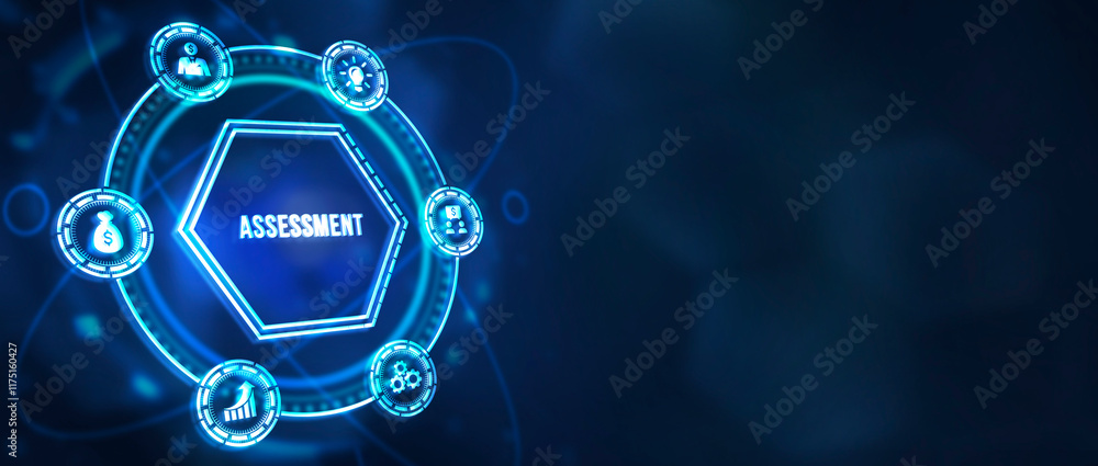 Fototapeta premium Internet, business, Technology and network concept. Assessment analysis evaluation measure. 3d illustration