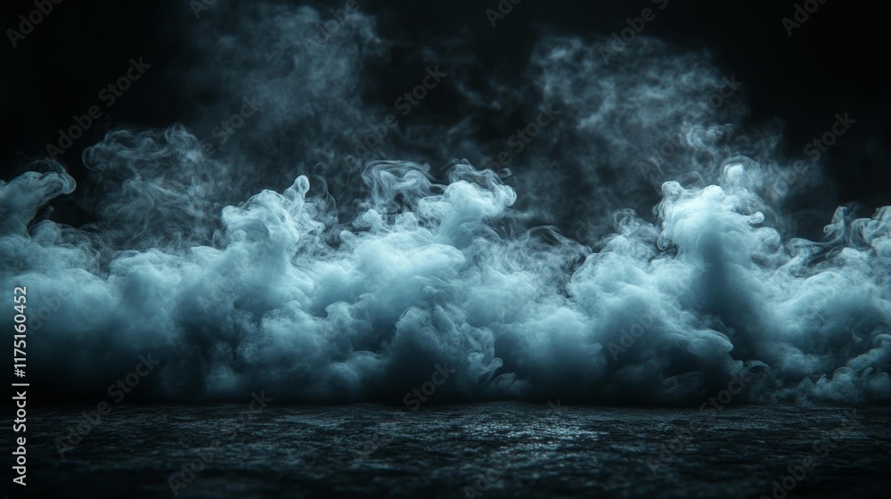 Mysterious Fog Effect on Black Background. Generative AI Mysterious Fog Effect on Black Background. Generative AI