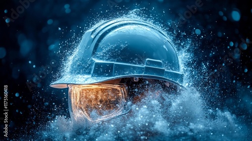 Industrial Safety Helmet with Sparkling Design. Generative AI photo