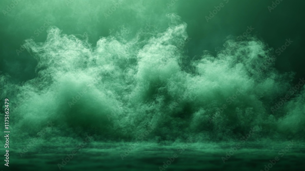 Fototapeta premium Green Gas Cloud on Solid Background. Generative AI