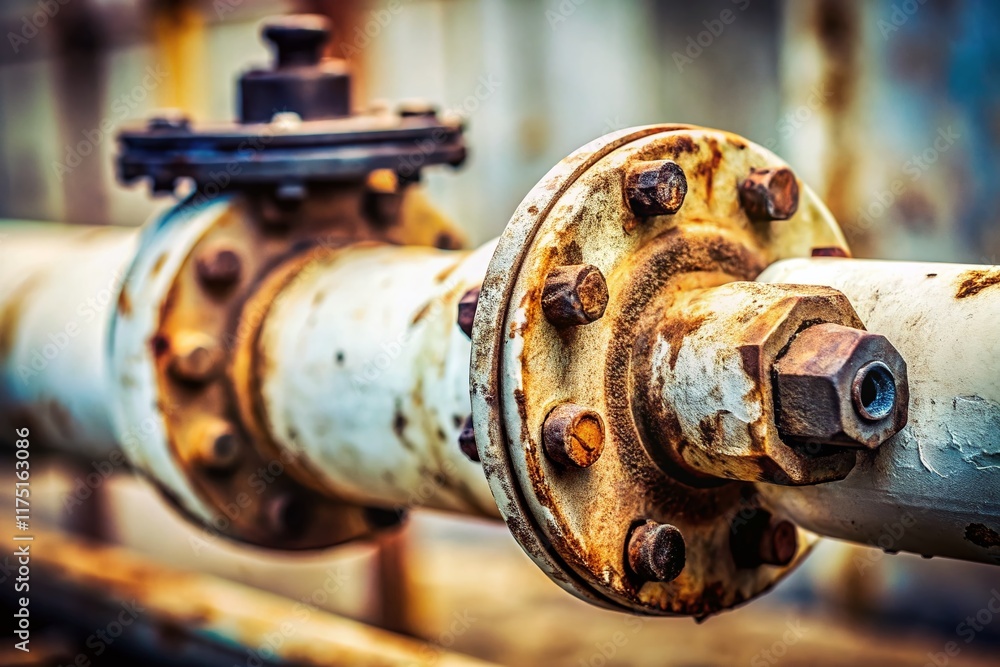 Rusty Gas Pipe Bolt - Industrial Detail Tilt-Shift Photo Rusty Gas Pipe Bolt - Industrial Detail Tilt-Shift Photo