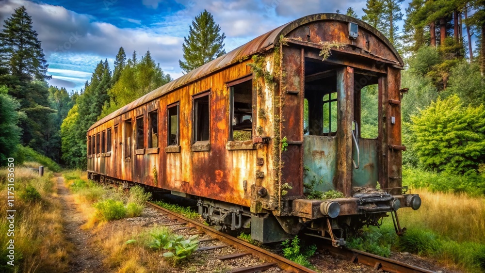 Rusty Oregon Train Wreck: Abandoned Wagon in Rural Countryside Rusty Oregon Train Wreck: Abandoned Wagon in Rural Countryside