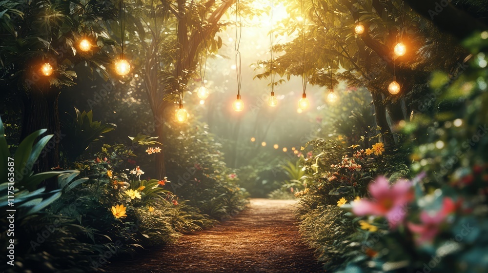 there is a pathway with stairs and flowers in the middle, beautiful render of a fairytale, enchanted magical fantasy there is a pathway with stairs and flowers in the middle, beautiful render of a fairytale, enchanted magical fantasy