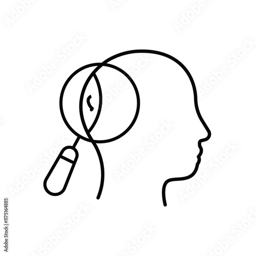 Self awareness line icon. Self cognition, personality improvement.Personality strengths and characteristics.Soft skills concept. Human resources