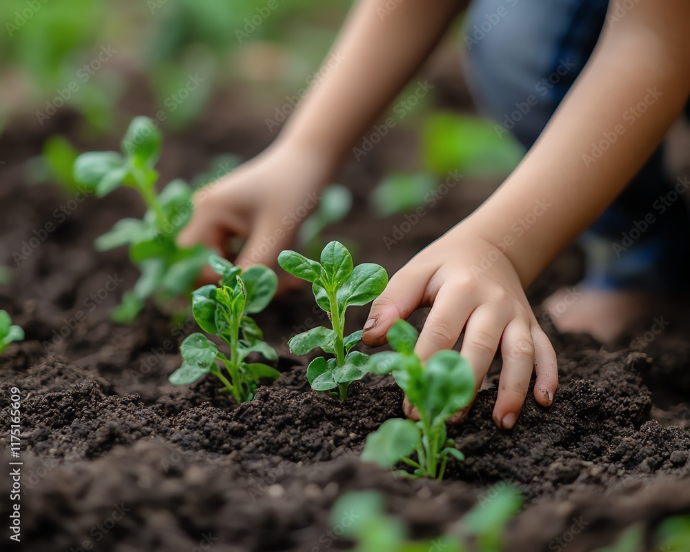 A handson gardening moment, showing hands planting seeds into the earth, with a focus on the soil texture and the promise of future growth A handson gardening moment, showing hands planting seeds into the earth, with a focus on the soil texture and the promise of future growth