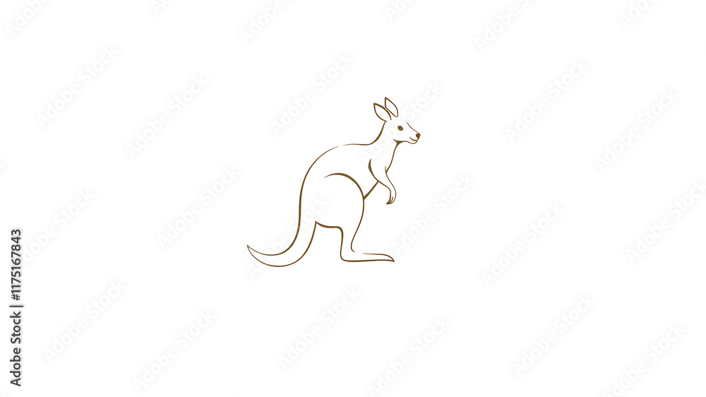 Fototapeta premium Kangaroo logo icon on white background. Generative AI