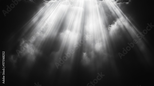 Sun Rays on a Black Background. Generative AI photo