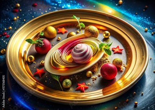 Saturnian Feast: Edible Rings & Cosmic Cuisine - Futuristic Food Photography photo