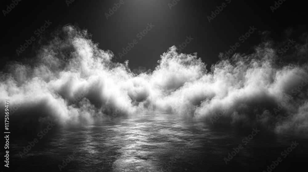 Mysterious Fog on Black Background. Generative AI Mysterious Fog on Black Background. Generative AI
