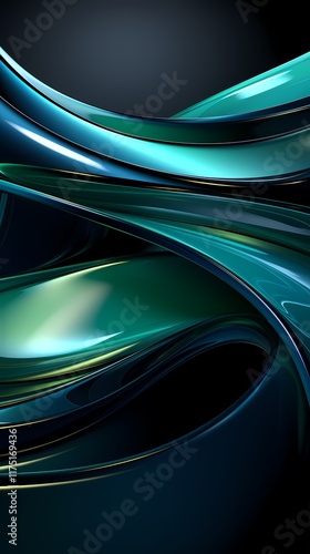 Digital technology green blue curve spiral poster background