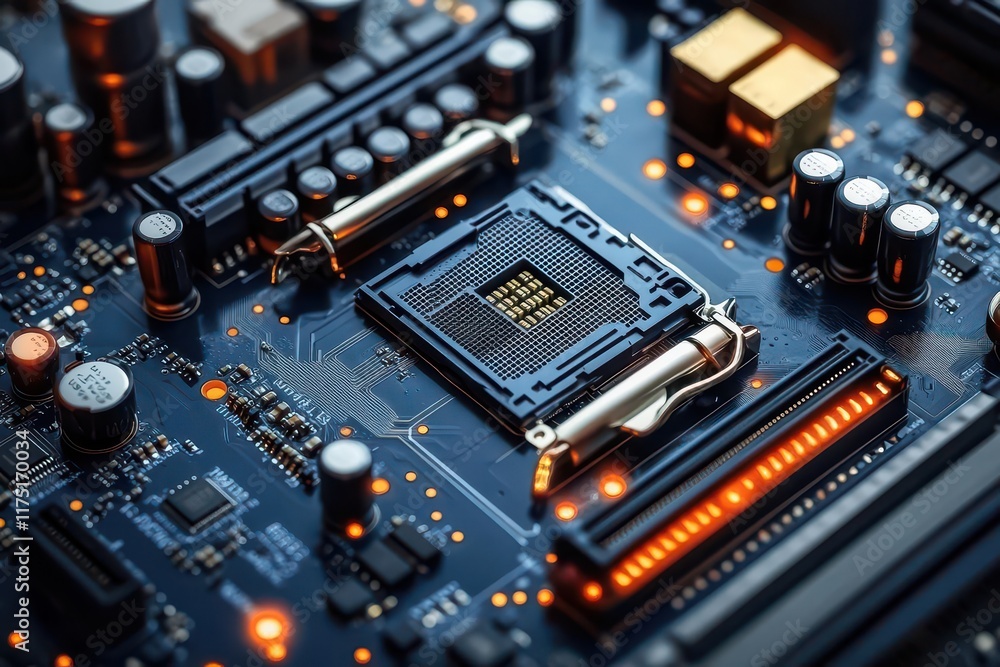 a clear line icon of a motherboard representing the intricate design of technology combining simplicity with detailed elements to highlight the essence of modern electronics a clear line icon of a motherboard representing the intricate design of technology combining simplicity with detailed elements to highlight the essence of modern electronics