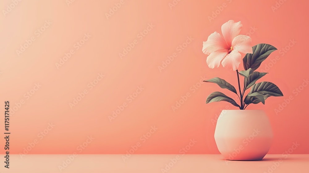 A soft coral pink gradient featuring a flower pot in the upper right corner, offering a soothing and open design A soft coral pink gradient featuring a flower pot in the upper right corner, offering a soothing and open design