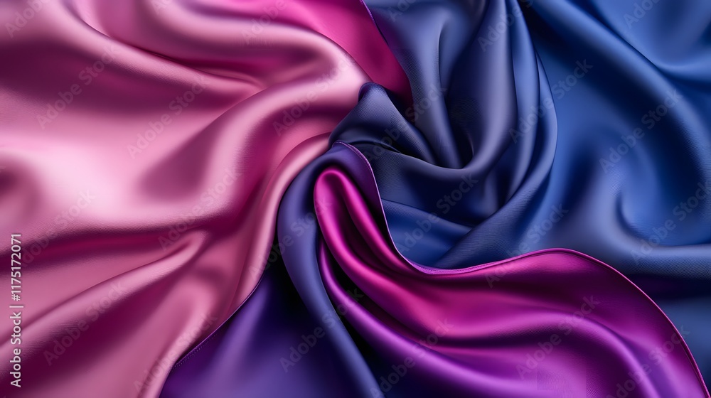 Obraz premium ダークブルー、パープル、ピンクのシルクサテン生地