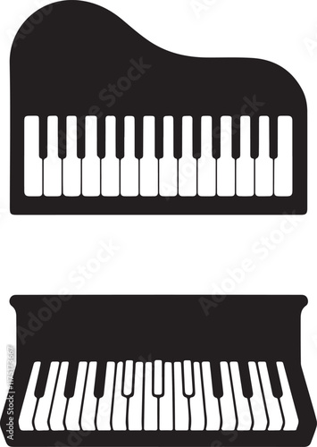 Simple Black and White Piano Illustration
