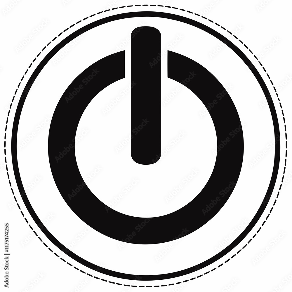 Power Button Black Silhouette Vector Power Button Black Silhouette Vector