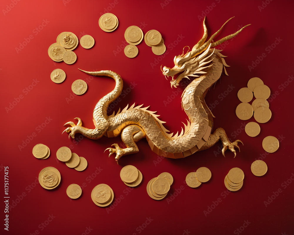 Obraz premium golden_dragon_coins