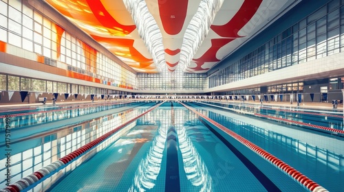 Indoor Swimming Pool with Modern Architecture and Design