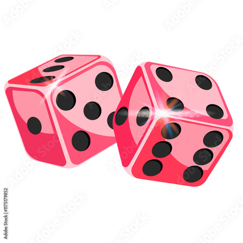 Pink cubes for gambling without background