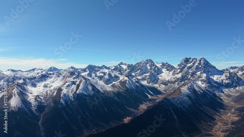 Aerial view of Baima Snow Mountain in Yunnan province photo