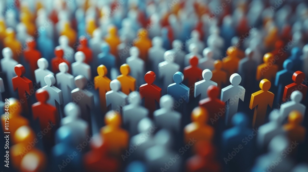 Fototapeta premium Diverse Crowd of People in Abstract Representation. Generative AI