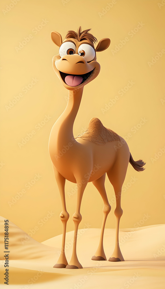3D cartoon illustration of a fun camel with a goofy expression, embodying humor and desert adventure vibes AI Generated 3D cartoon illustration of a fun camel with a goofy expression, embodying humor and desert adventure vibes AI Generated