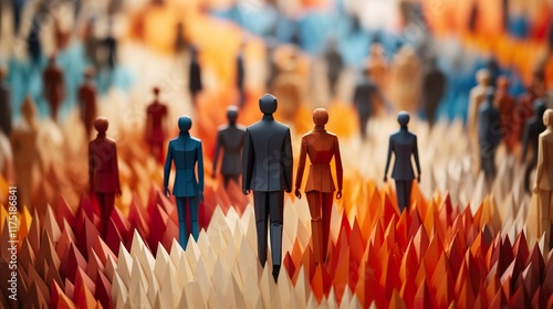 Wallpaper Mural Large crowd of diverse people in paper craft origami style.  Torontodigital.ca