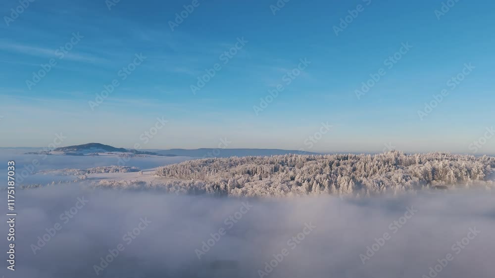 Aerial view over dreamy winter landscape (Switzerland) with sea of clouds Aerial view over dreamy winter landscape (Switzerland) with sea of clouds