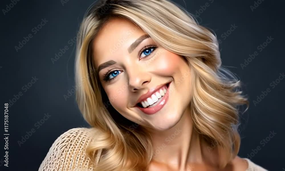 Beautiful Smiling Blonde Haired Model. Beauty Video Beautiful Smiling Blonde Haired Model. Beauty Video