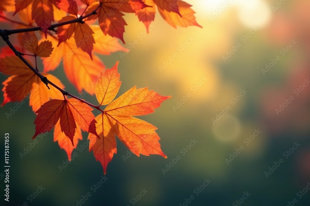Delicate leaves shimmer in a soft focus against an abstract background, autumn, scenery, art Delicate leaves shimmer in a soft focus against an abstract background, autumn, scenery, art