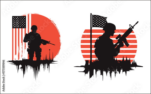 soldier with american flag