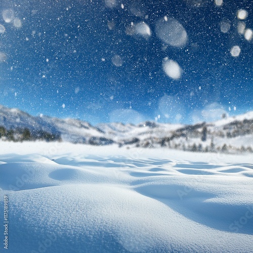 Wallpaper Mural Schneeflocken schweben vor einer ruhigen Winterkulisse Torontodigital.ca