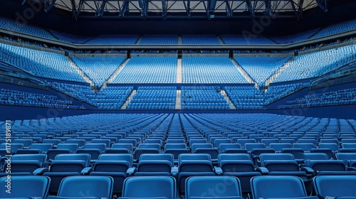 Empty Blue Seats In A Large Indoor Arena photo