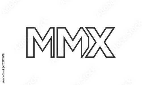 MMX logo design template with strong and modern bold text. Initial based vector logotype featuring simple and minimal typography. Trendy company identity.