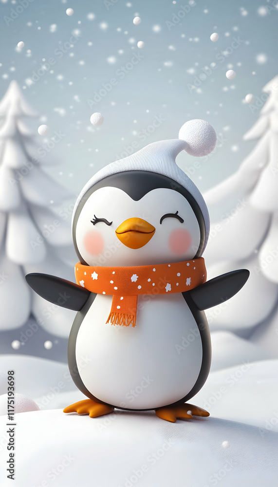 3D cartoon illustration of an adorable penguin in a playful scene AI Generated 3D cartoon illustration of an adorable penguin in a playful scene AI Generated