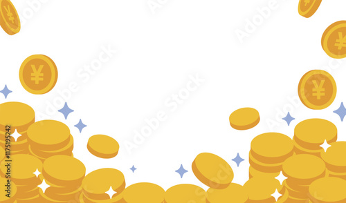 コインがはじけ飛ぶ背景イラスト