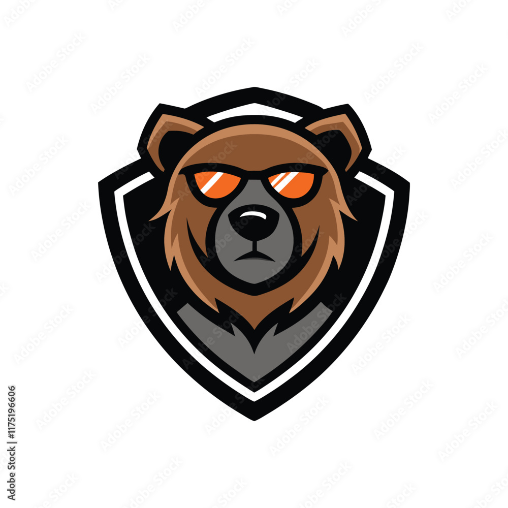 Fototapeta premium grizzly with a shield mascot logo sunglasses.eps