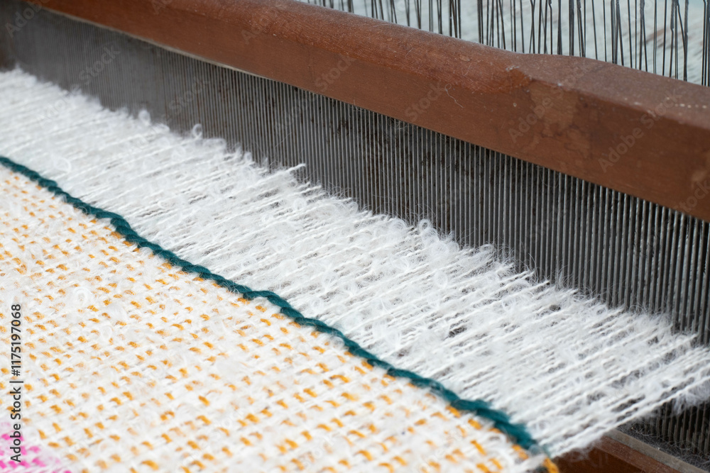 Intricate Loom Setup for Textile Crafting and Weaving Intricate Loom Setup for Textile Crafting and Weaving