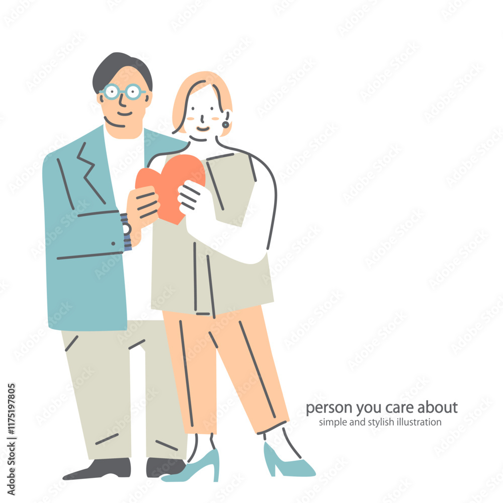 happy couple, simple and friendly illustration happy couple, simple and friendly illustration