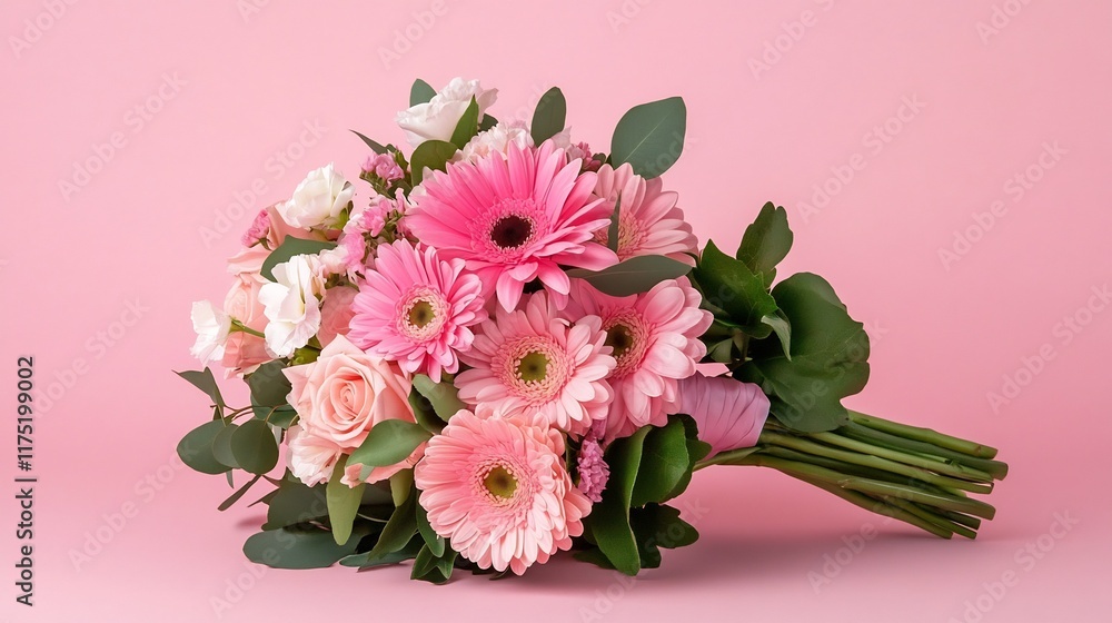 Soft Pink Flower Bouquet on Pastel Background for Romantic Designs