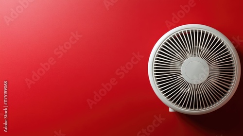 Wallpaper Mural Electric fan heater placed on a bold red background, emphasizing its functionality and modern design. Torontodigital.ca