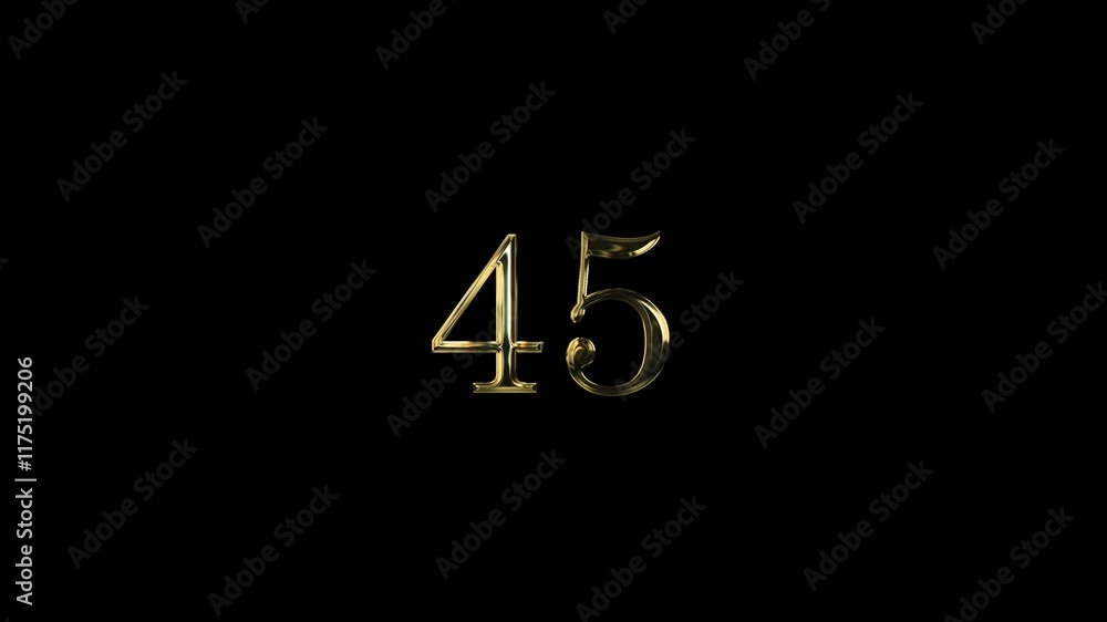 Golden number 45 with alpha channel, numerology and numbers, number forty five Golden number 45 with alpha channel, numerology and numbers, number forty five