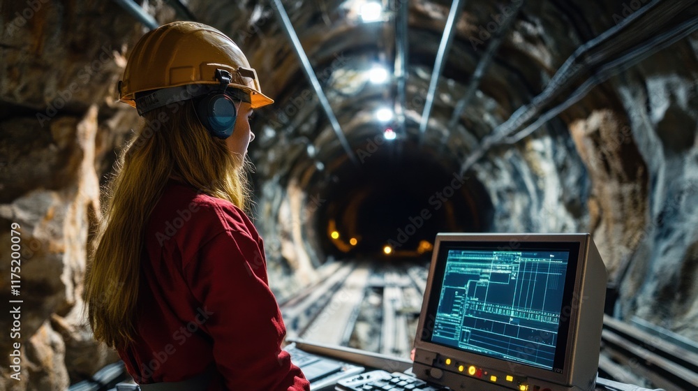 Communication equipment is used to scan signals during an underground expedition inside a vast cavern filled with rock formations Communication equipment is used to scan signals during an underground expedition inside a vast cavern filled with rock formations