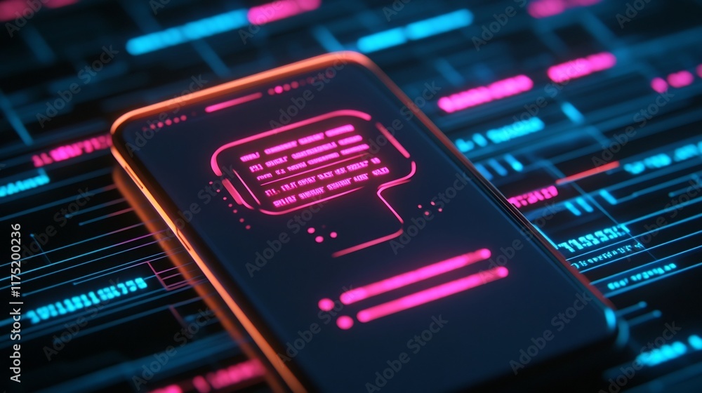 Fototapeta premium Futuristic Chatbot Interface on Sleek Smartphone Screen