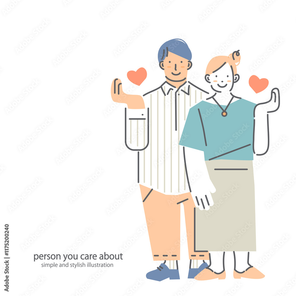 happy young couple, simple and friendly illustration happy young couple, simple and friendly illustration