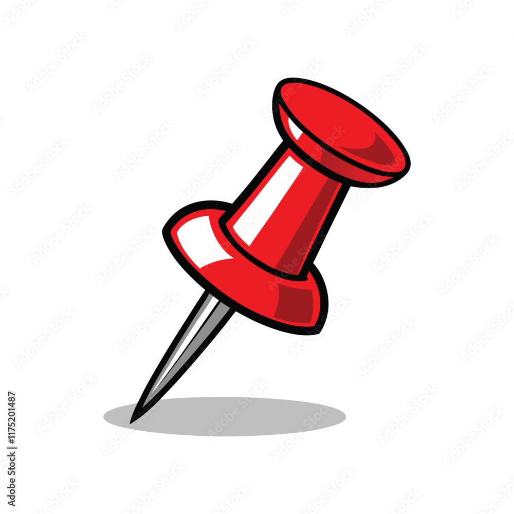 illustration-of-a-red-thumbtack-on-white-backgroun.eps